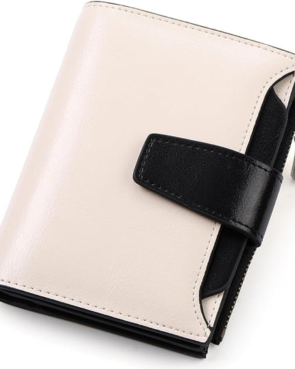 FALAN MULE Small Wallet for Women Leather Bifold Compact RFID Blocking Small Womens Wallet Purse
