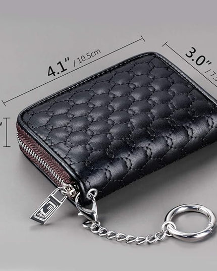 FurArt Zipper Wallet Women, RFID Blocking Credit Card Wallet, Business Card Holder, Compact Size KeyChain Wallet