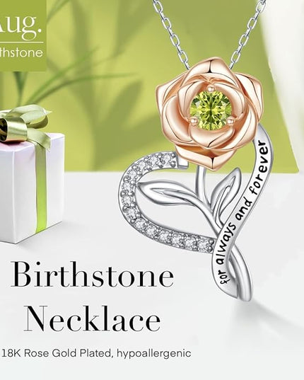 LAVALE Heart Birthstone Necklace for Women, Ideal Anniversary Birthday Gifts for Women Wife Girlfriend Her, Amazing Valentine's day Gift for Mom Women