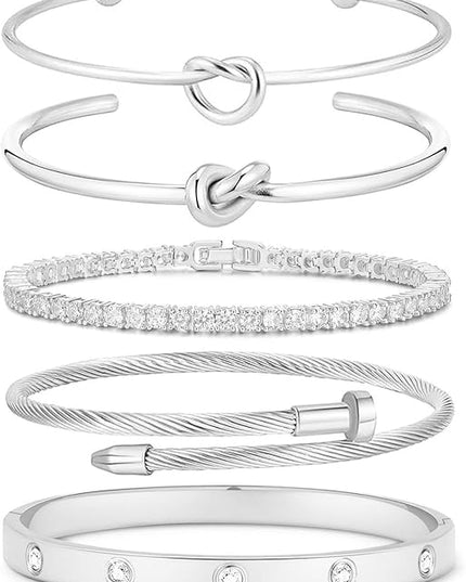 18 K Gold Plated Love Bangle Bracelet Stack Cuff Jewelry for Women Jewelry Set for Women Gift with Box