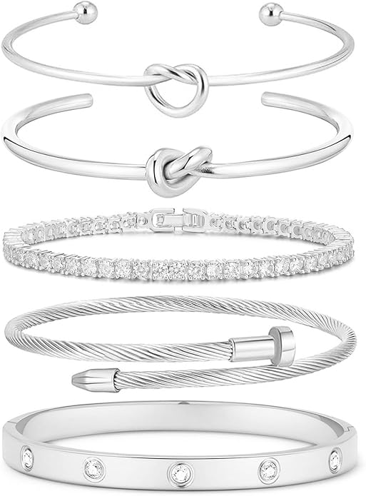 18 K Gold Plated Love Bangle Bracelet Stack Cuff Jewelry for Women Jewelry Set for Women Gift with Box