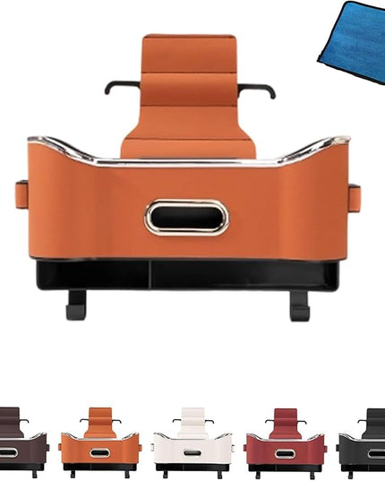 Car Organizers and Storage Box, 4-in-1 Car Back Seat Organizer with Phone Holder, Cup Holders, Tissue Box Dispenser & Storage Hook, Multi-functional Organizer for Phone, Drinks (Orange,Style1)