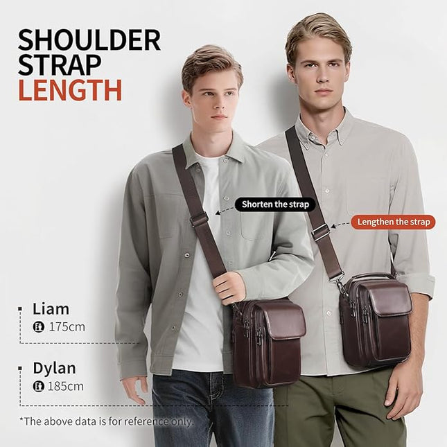 Augus Leather Small Messenger Bag For Men Crossbody Handbag Shoulder Sling Travel Bags for Men Purse Daypack Magnetic Buckle
