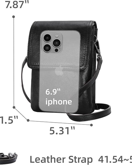 Iswee Leather Crossbody Bags for Women RFID Blocking Cell Phone Purse Small Anti-Theft Zippered with Card slots