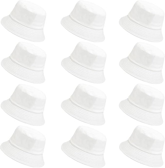 Wheebo 12 Pieces Bucket Hats for Women Summer Beach Fishmen Hat for Lady Adult Unisex Cotton Cap