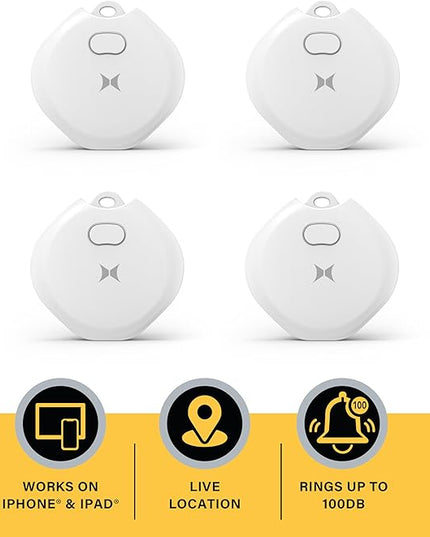 Xtreme Rechargeable Air Tracker Tag 4 Pack, Key Finder Compatible with Apple Find My App for iOS iPhone, GPS Live Location Tracker, USB-C Charging, 100dB Alert, Keychain Attachment, Air Locator