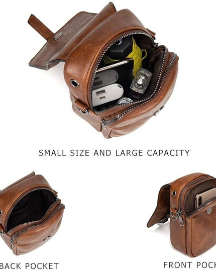 myfriday Vintage Crossbody Phone Bag for Women, Small PU Leather Shoulder Purse and Handbag with Tassel&Rivet Decoration