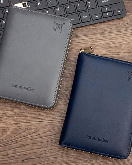 Passport Holder for Travel Women and Men RFID Passport Holder with Card Slots Holder Passport Case Passport cover Passport Wallet Travel Essentials and Accessories (Short Zipper, SZ-Grey)