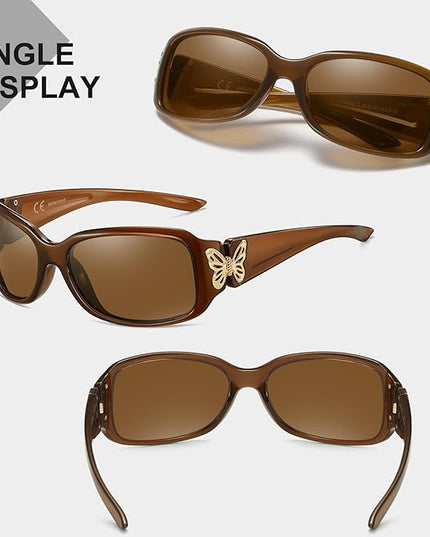 HAOLOTA Women's Polarized Sunglasses - Fashionable Wraparound Butterfly Design with UV400 Protection