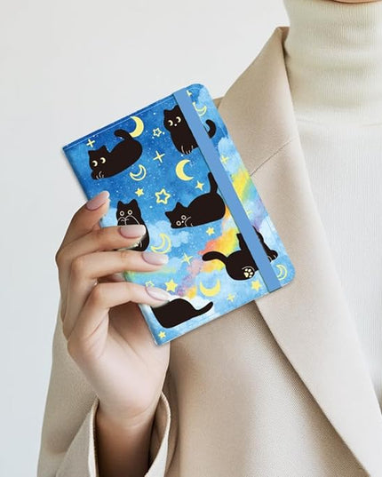 Cut Cat Passport Holder Sky Passport Cover for Travel PU Leather Passport Case with Credit Card Slots for Women Men Business Tourism