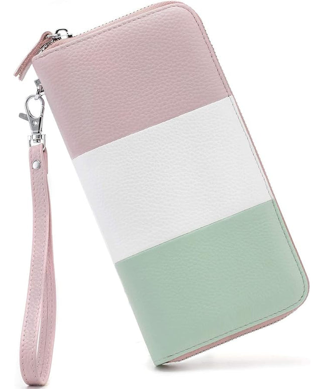 Moflycom Womens Wallet RFID Blocking Genuine Leather Multi Credit Card Large Capacity Zip Around Clutch Travel Purse Wristlet