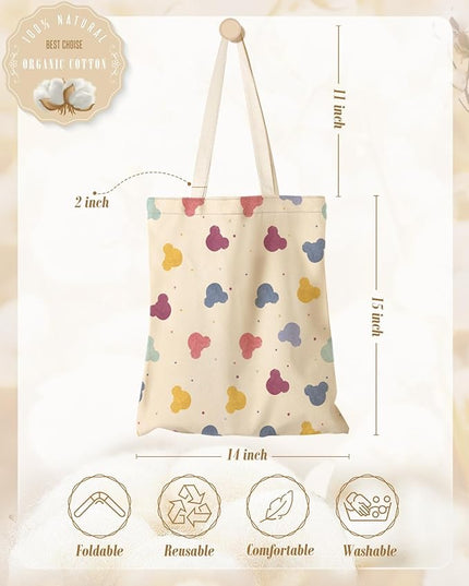 Aesthetic Canvas Tote Bag - Reusable Shoulder Tote Bag for Women Lady Casual Vacation, Shopping, Work, Gym