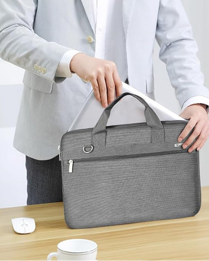 Voova Laptop Bag 13-14 Inch, 360° Protective Laptop Case Sleeve with Shoulder Strap Compatible with Macbook Air 13, MacBook Pro 13/14, Waterproof Computer Bag Slim Briefcase for Men Women, Grey