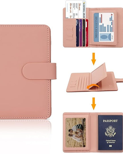Melsbrinna Rfid Passport Holder for Travel women/Men, Cute Passport Wallet Rfid Blocking Card Slots, Rfid Passport Cover/CaseTravel Wallet, Passport Book Holder (1, Pink)
