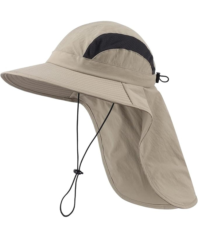 Home Prefer UPF 50+ Sun Hats for Men Women Wide Brim Fishing Hat with Neck Flap UV Protection Sunblock Safari Bucket Hat