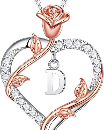 Iefil Christmas Gifts for Women Wife - 925 Sterling Silver Heart Initial Necklace, Anniversary Birthday Gifts for Women, Jewelry Gift for Wife Girlfriend Mom