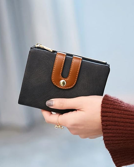 AOXONEL Women's Rfid Small Bifold Leather Wallet Ladies Mini Zipper Coin Purse id card Pocket,Slim Compact Thin