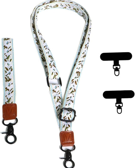 Adjustable Lanyard for Phone, Camera, Name Tags, ID card, Keychain and Wristlet Straps with 2 phone pads(Black)