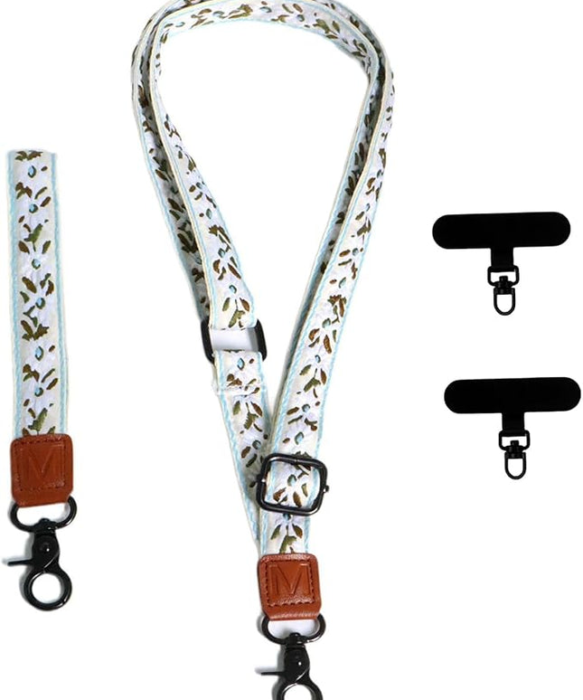 Adjustable Lanyard for Phone, Camera, Name Tags, ID card, Keychain and Wristlet Straps with 2 phone pads(Black)