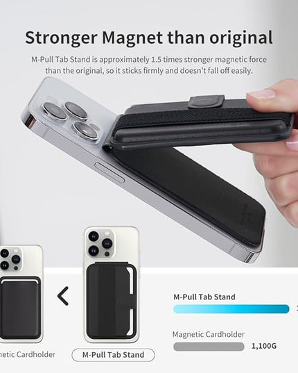Sinjimoru Pull & Eject Magnetic Wallet for iPhone, 3-Card Holder with Adjustable Stand, Compatible with MagSafe, Lavender