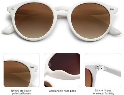 SOJOS Retro Round Polarized Sunglasses for Women Men Classic Vintage Sunnies SJ2069