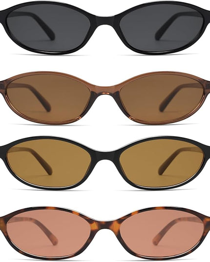 Retro Oval Cat Eye Sunglasses for Women Y2k Trendy Narrow Sunnies Designer Sun Glasses AR82253