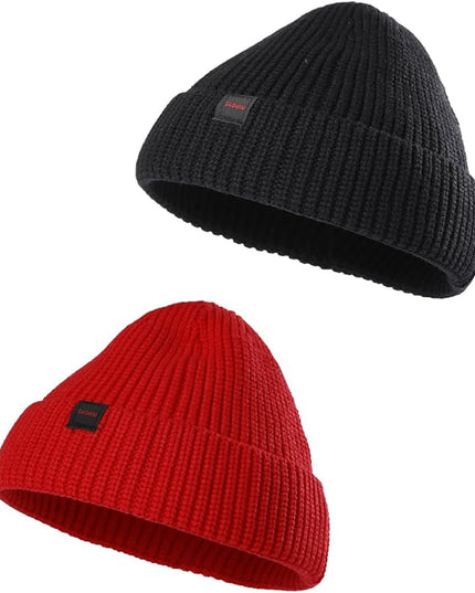 2 Pack Fisherman Beanie Hats for Men Women,Knit Trawler Skull Cap,Watch Cap,Spring Fall Winter Warm Short Hats