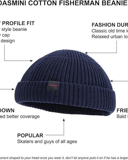 Fisherman Beanie Hats for Men Women,Knit Trawler Skull Cap,Watch Cap,Spring Fall Winter Warm Short Hats