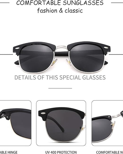 Pro Acme Semi-Rimless Polarized Sunglasses UV 400 Protection for Women Men