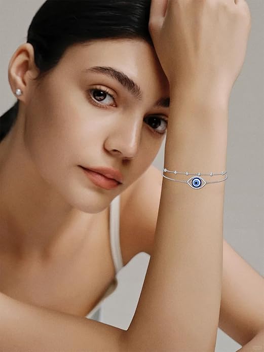Dorunmo 925 Sterling Silver Infinity Heart Cross Circle Evil Eye Anklet Bracelets for Women Mother's Day Jewelry for Wife Girlfriend Mom Her