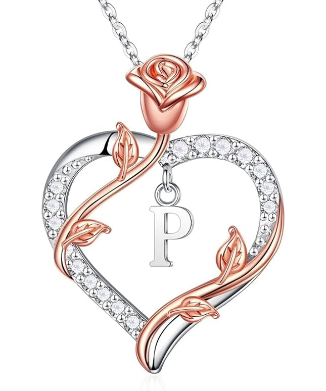 Iefil Christmas Gifts for Women Wife - 925 Sterling Silver Heart Initial Necklace, Anniversary Birthday Gifts for Women, Jewelry Gift for Wife Girlfriend Mom