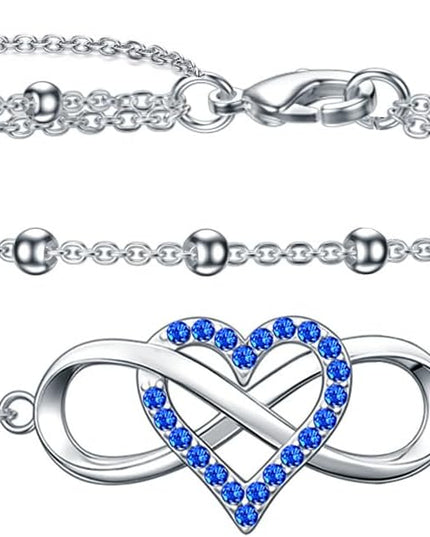 Dorunmo 925 Sterling Silver Infinity Heart Cross Circle Evil Eye Anklet Bracelets for Women Mother's Day Jewelry for Wife Girlfriend Mom Her