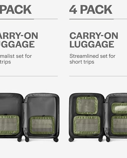 Aerotrunk Compression Packing Cubes for Travel - Luggage Organizer Bags - Double Zipper Packing Cubes for Suitcases (2-Pack, Olive)