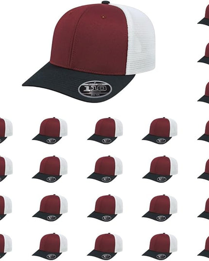 Cap America i8502 Flexfit 110 Premium Mid Profile 6-Panel Mesh Back Trucker Cap Hat w/UV Guard & Adjustable Snapback