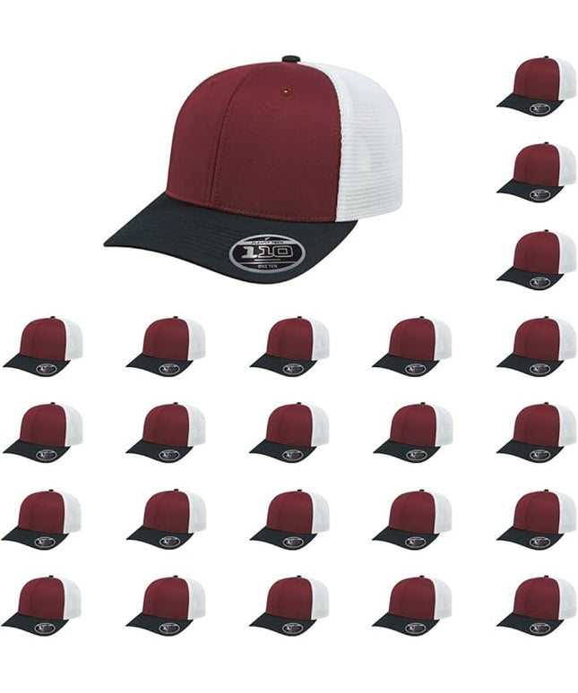 Cap America i8502 Flexfit 110 Premium Mid Profile 6-Panel Mesh Back Trucker Cap Hat w/UV Guard & Adjustable Snapback