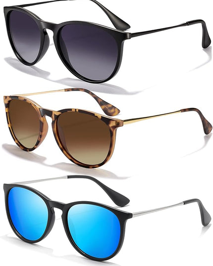 CHBP Sunglasses Womens Men Polarized UV Protection Trendy Vintage Retro Round Mirrored Lens Sunglasses For Women