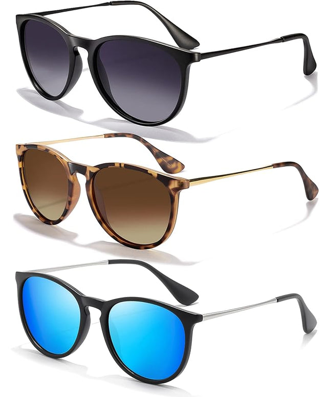 CHBP Sunglasses Womens Men Polarized UV Protection Trendy Vintage Retro Round Mirrored Lens Sunglasses For Women