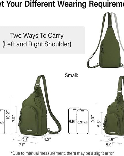Hanke Crossbody Sling Bag for Women Men, Small & Large Casual Cross Body Sling Bags, Chest Bag for Outdoor Hiking Travel