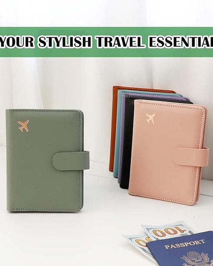 Melsbrinna Premium Leather Passport Holder Covers Case, Waterproof Rfid Blocking Travel Wallet Passport Holder with Pen Holder, Cute Passport Book for Women/Men