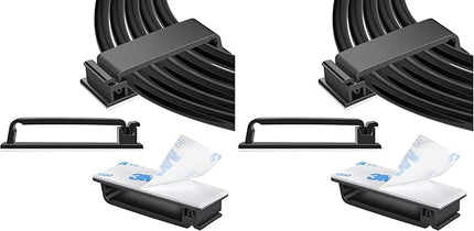 XHF 100 PCS Self Adhesive Cable Clips(L) Black,Wire Clips Cable Management Wire Organizer Cord Holder for Under Desk, Car, Wall, TV PC Ethernet Cable (Pack of 2)