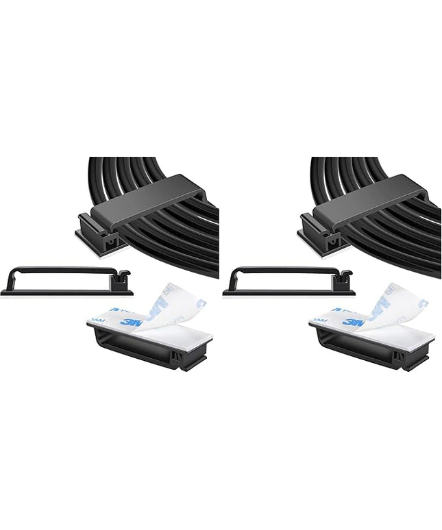 XHF 100 PCS Self Adhesive Cable Clips(L) Black,Wire Clips Cable Management Wire Organizer Cord Holder for Under Desk, Car, Wall, TV PC Ethernet Cable (Pack of 2)