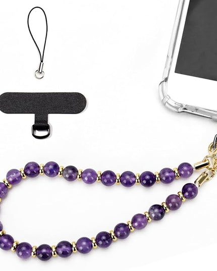 Marble Beaded Phone Wrist Strap, Cellphone Lanyard with Tether Tab, Hands-Free Wristlet Bracelet