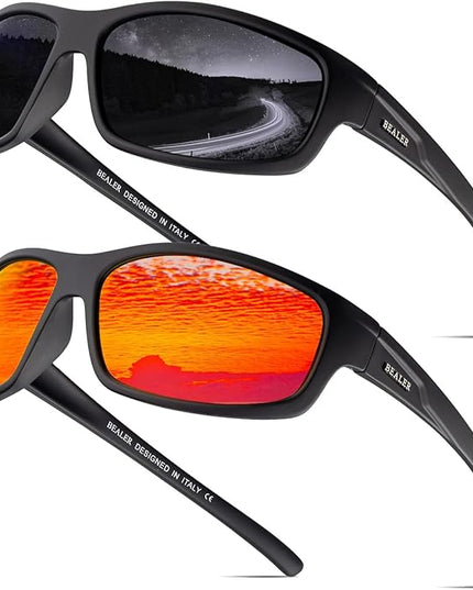 BEALER Polarized Sports Sunglasses for Men Lightweight TR90 Frame Sun Glasses Driving Cycling Fishing UV Protection Shades