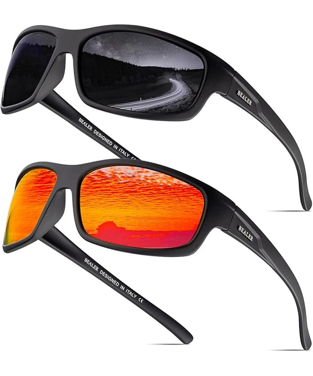 BEALER Polarized Sports Sunglasses for Men Lightweight TR90 Frame Sun Glasses Driving Cycling Fishing UV Protection Shades