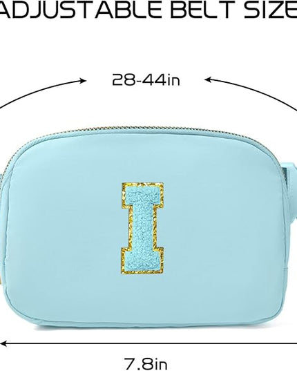 Gitus Gifts for 8 9 10 11 12 Year Old Girls Belt Bag Fanny Pack Crossbody Bags with Initial Letter Patch Cute Stuff Birthday Gifts for Teen Girls Women Personalized Trend Stuff (Icing Blue-I)