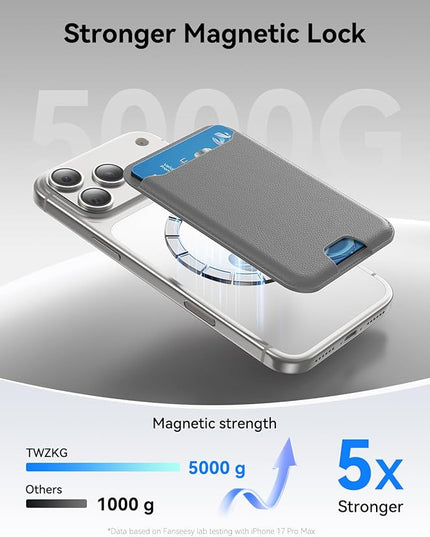 TWZKG for MagSafe Wallet, 3 Card Holder, Slim Magnetic Phone Wallet for iPhone 17/16/15/14/13/12 Pro Max Plus Air Series,RFID Blocking Vegan Leather,Titanium Grey
