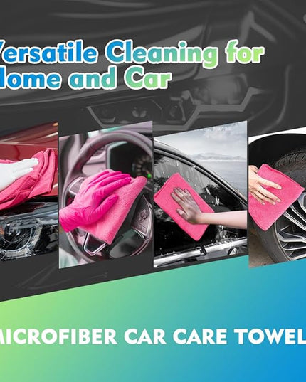 HOMEXCEL Microfiber Cleaning Cloth 20 Pack 11.5 x 11.5 Inch Microfiber Towels for Cars Ultra Absorbent Cleaning Rags Lint Free Cleaning Towels for Household Kitchen, Window Car Pink