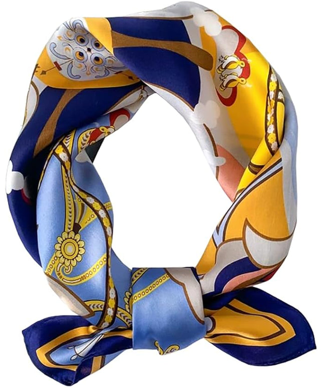 ANDANTINO 100% Pure Mulberry Silk Small Square Scarves -21'' x 21''- Digital Printed Neckerchief –Women Men Lightweight Scarf