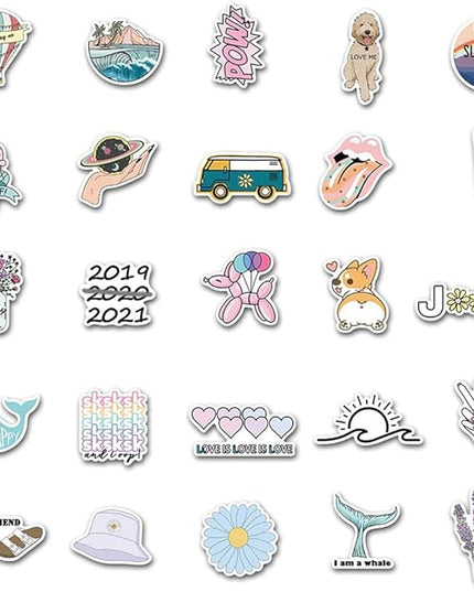 Girl's Cute Water Bottle Stickers 50 PCS Waterproof Laptop Aesthetic Stickers for Teens Kids