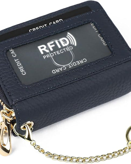 imeetu RFID Credit Card Holder, Small Leather Zipper Card Case Wallet for Women
